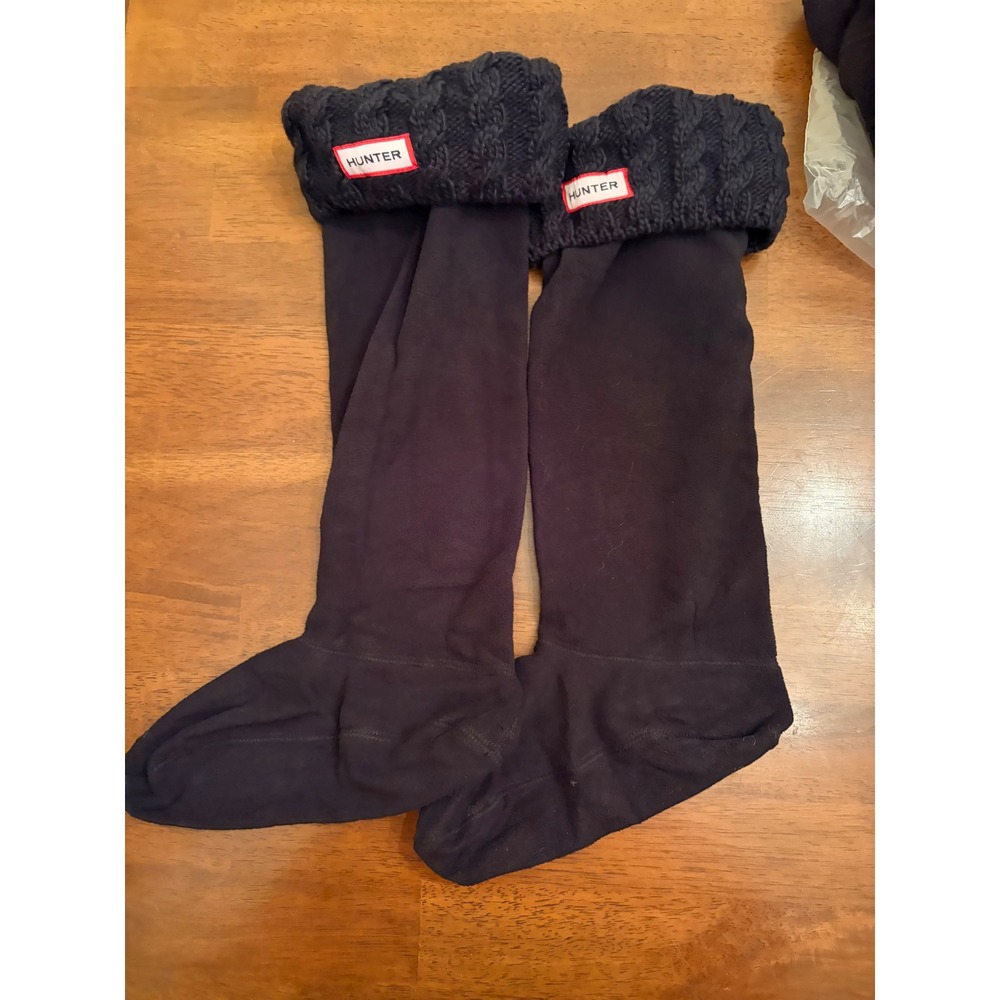 NWOT Hunter Fleece Boot Socks Size Large Black Cable Knit